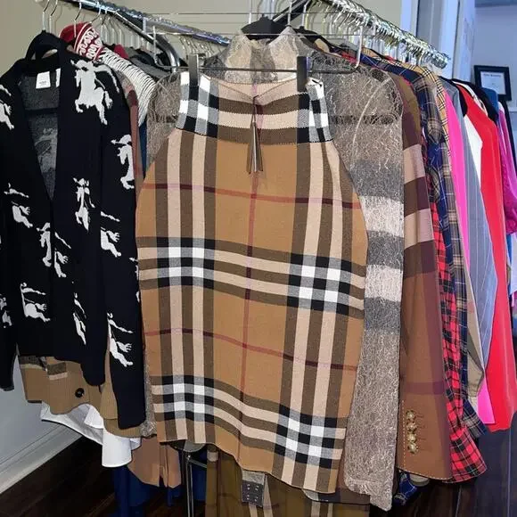 Burberry Kammie Check Pencil Skirt in Birch Brown - Picture 9 of 17